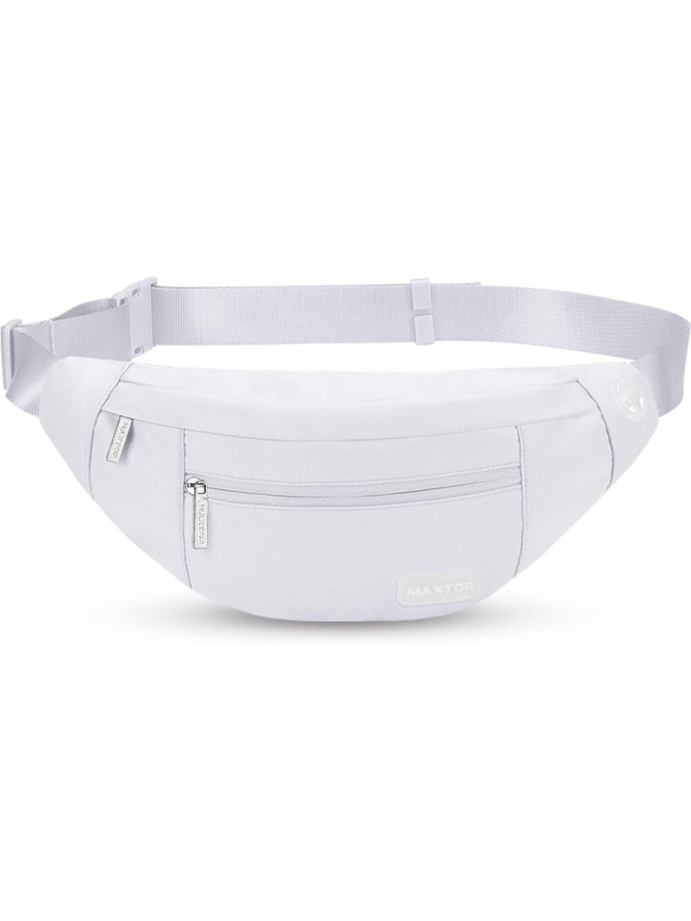 Men's Pearl White Large Crossbody Fanny Pack With 4-Zip Belt Bag Waist Pack